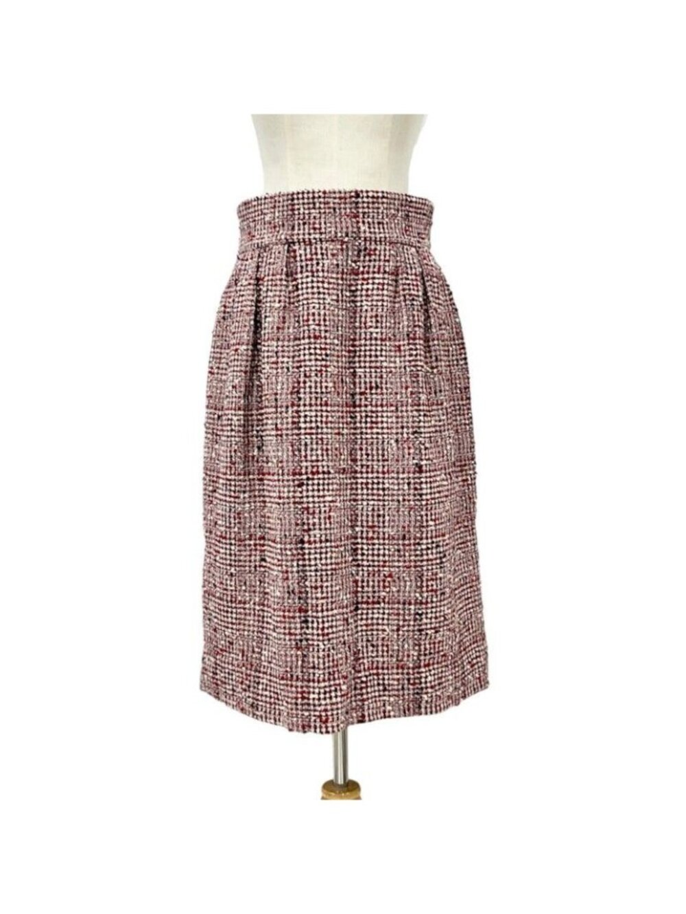 Chanel Red Tweed Middle Skirt